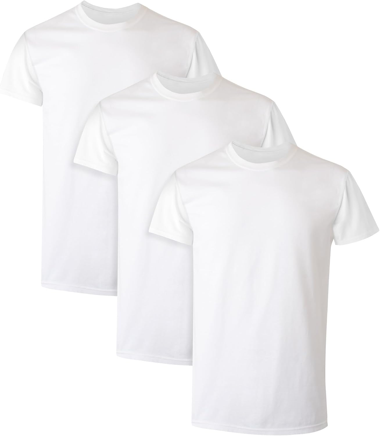 Hanes Mens Cotton. Moisture-wicking Crew Tee Undershirts. Multi-packs. Black/Grey/Blue Assorted - 6 Pack. Medium US