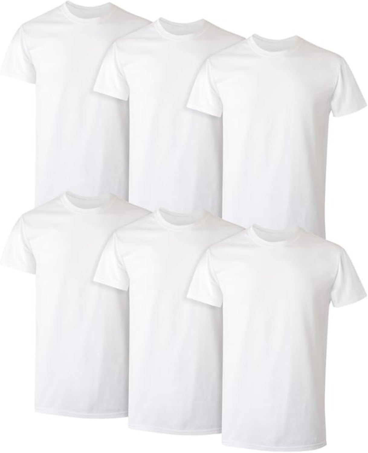 Hanes Mens Cotton. Moisture-wicking Crew Tee Undershirts. Multi-packs. Black/Grey/Blue Assorted - 6 Pack. Medium US