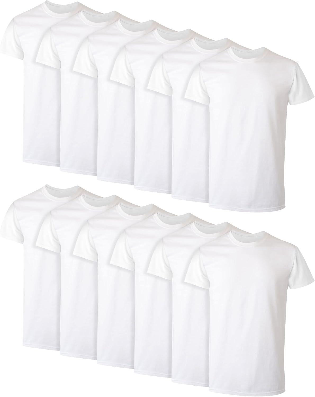Hanes Mens Cotton. Moisture-wicking Crew Tee Undershirts. Multi-packs. Black/Grey/Blue Assorted - 6 Pack. Medium US
