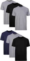 Hanes Mens Cotton. Moisture-wicking Crew Tee Undershirts. Multi-packs. Black/Grey/Blue Assorted - 6 Pack. Medium US