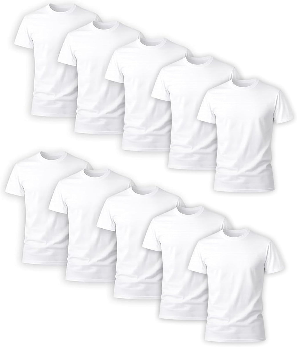 Hanes Mens Cotton. Moisture-wicking Crew Tee Undershirts. Multi-packs. Black/Grey/Blue Assorted - 6 Pack. Medium US