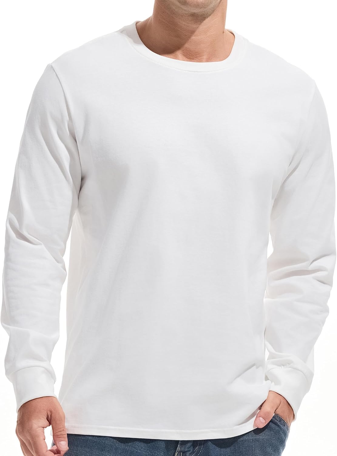 VEIISAR Men's Heavy Weight Crew Neck T-Shirt Mens Premium Cotton Tee Khaki XL