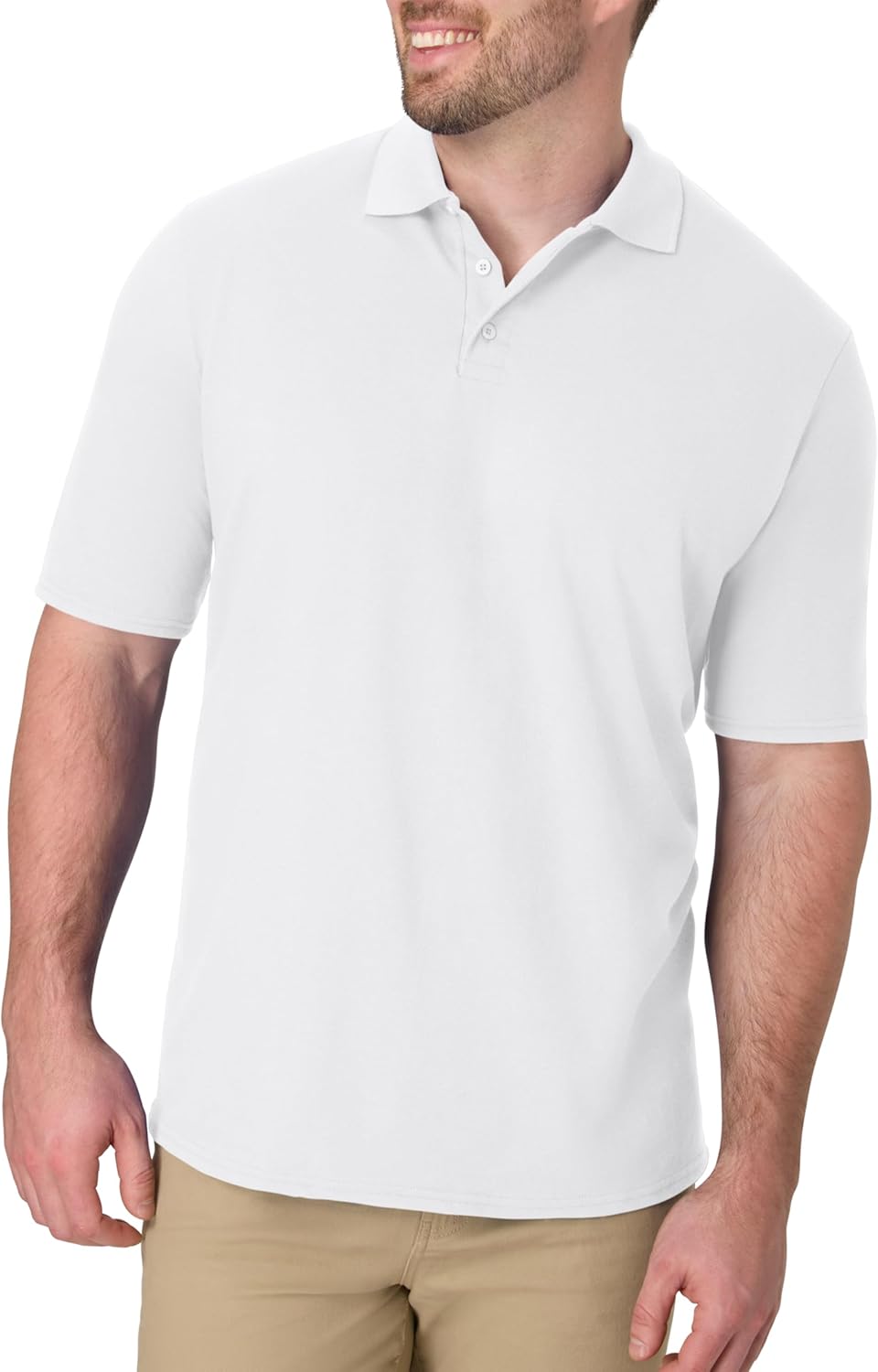 Hanes Mens Pique Short Sleeve Polo Shirt. Three-button Midweight For. Black. Medium US