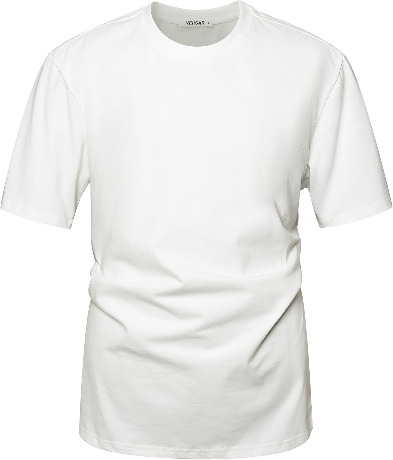 VEIISAR Men's Heavy Weight Crew Neck T-Shirt Mens Premium Cotton Tee Khaki XL