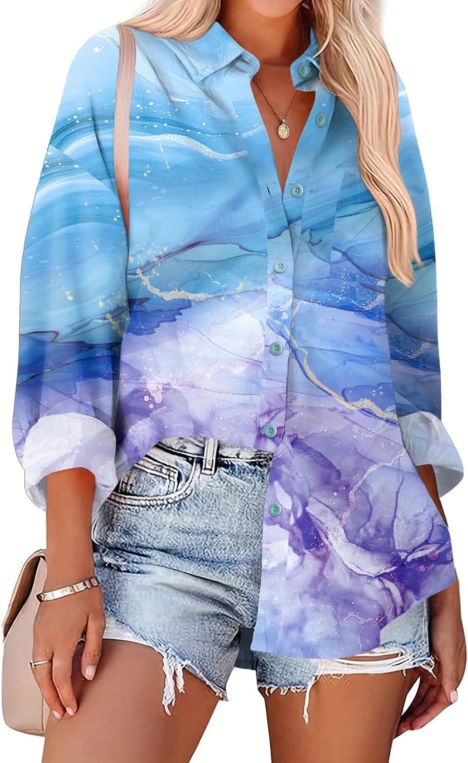 Zeagoo Long Sleeve Button Down Shirt for Women White Boyfriend Turn-Down Collar Tops Casual Business Office Blouses L