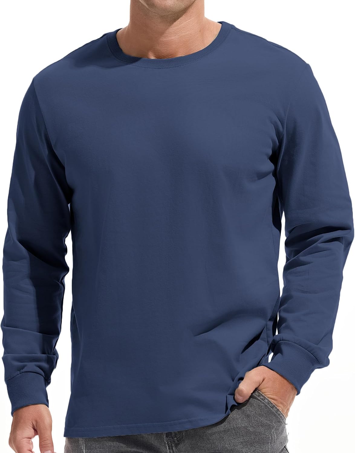 VEIISAR Men's Heavy Weight Crew Neck T-Shirt Mens Premium Cotton Tee Khaki XL