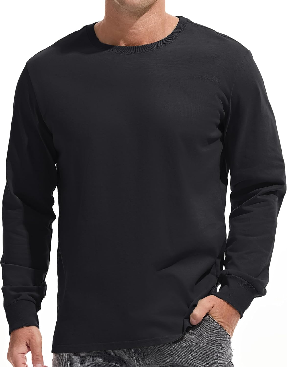 VEIISAR Men's Heavy Weight Crew Neck T-Shirt Mens Premium Cotton Tee Khaki XL