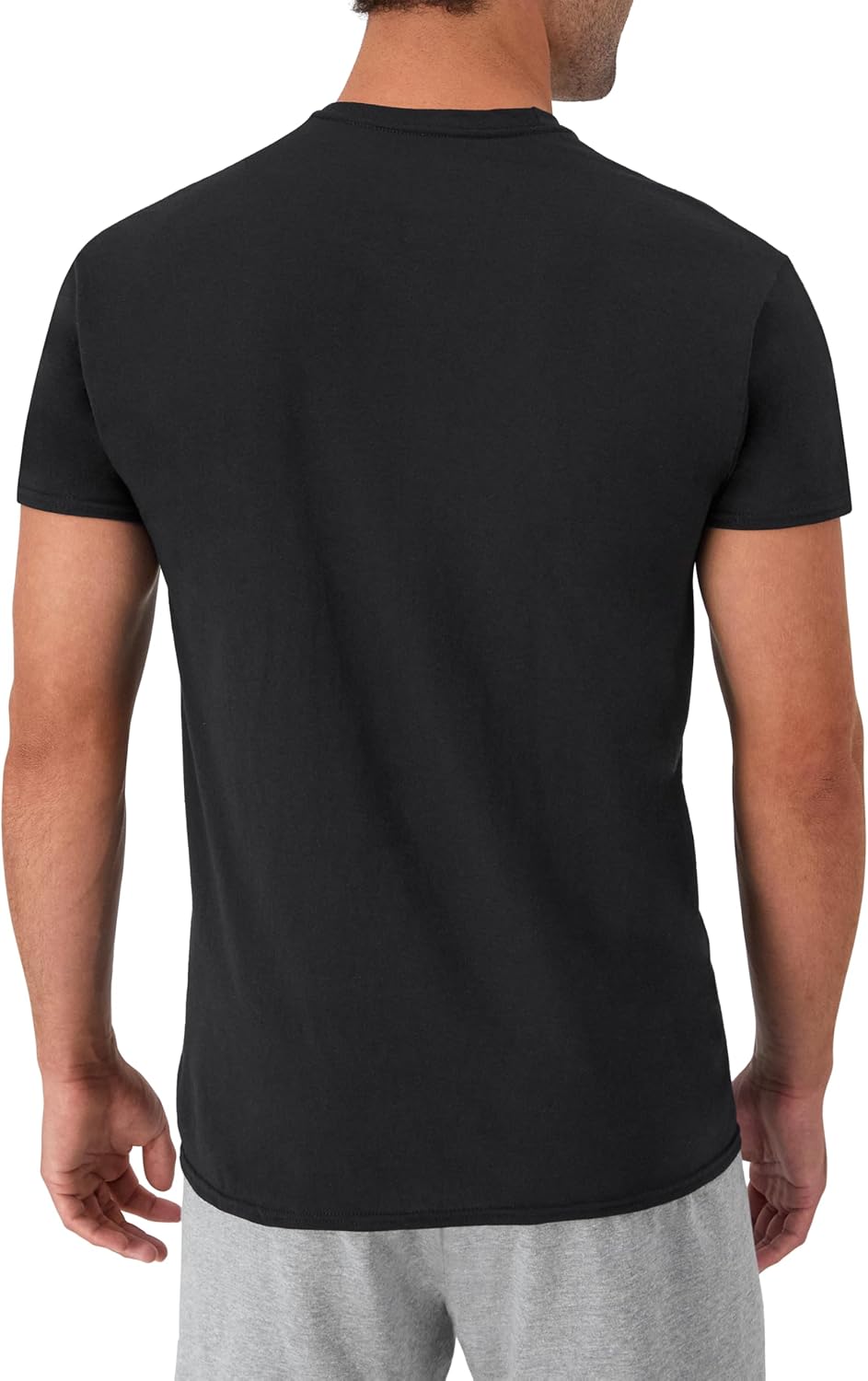 Hanes Mens Cotton. Moisture-wicking Crew Tee Undershirts. Multi-packs. Black/Grey/Blue Assorted - 6 Pack. Medium US