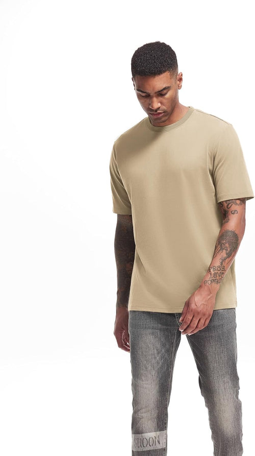 Men's Heavy Weight Crew Neck T-Shirt Mens Premium Cotton Tee