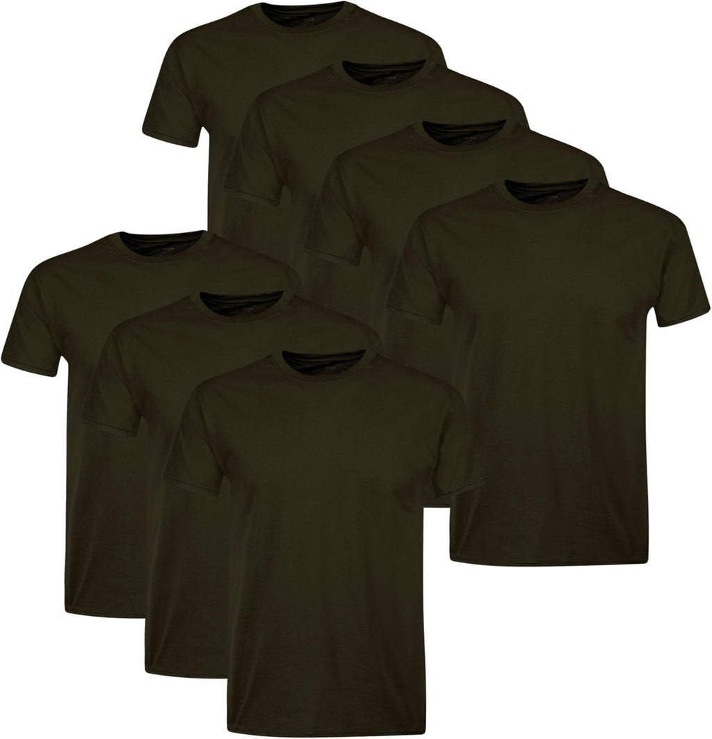 Hanes Mens Cotton. Moisture-wicking Crew Tee Undershirts. Multi-packs. Black/Grey/Blue Assorted - 6 Pack. Medium US
