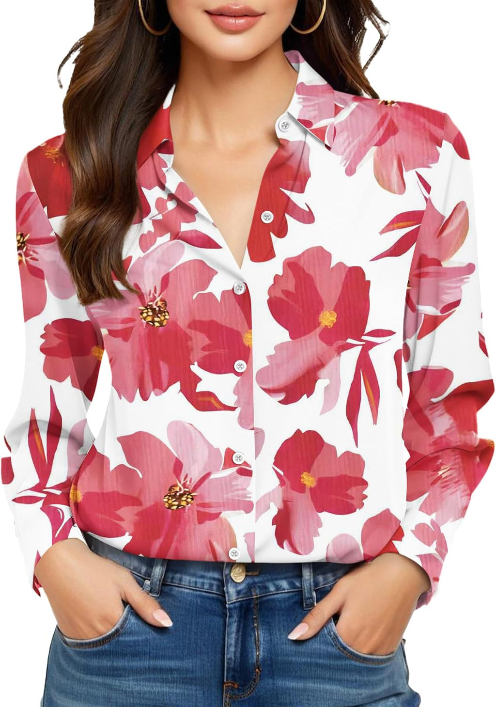 COUXILY Beige Dress Shirts Women Womens Blouse Button Down Up Silk Shirt Long Sleeve Blouses Collared Slim Wrinkle Free Fit Formal Tops for Casual Work Business Tunic Work Top Cream Size XL