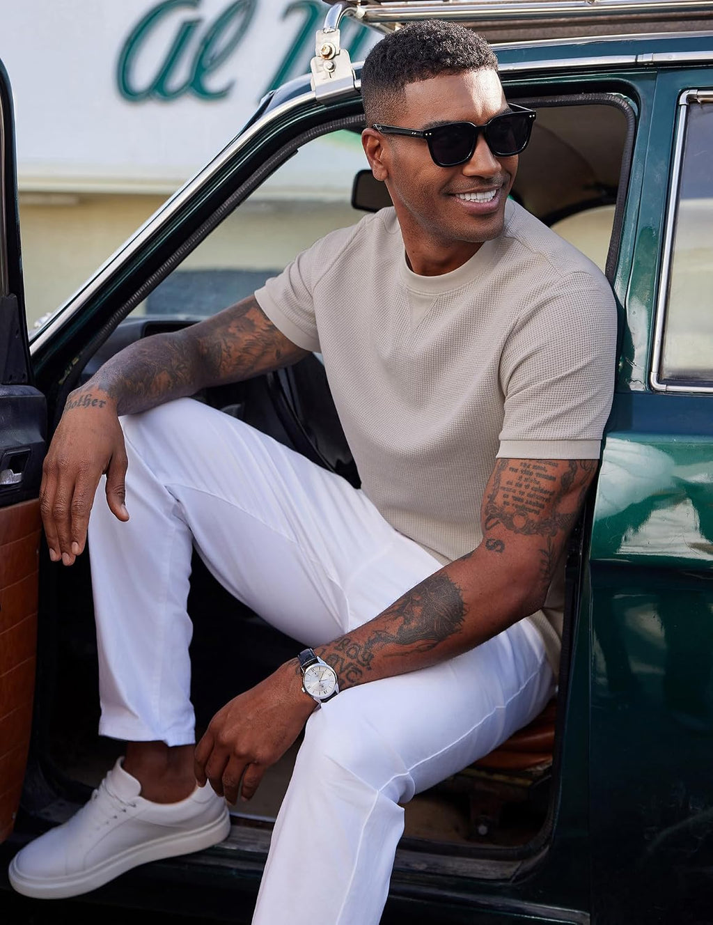 COOFANDY Mens Crewneck T-Shirts Short Sleeve Waffle Casual T Shirts Summer Plain Pullover Tees