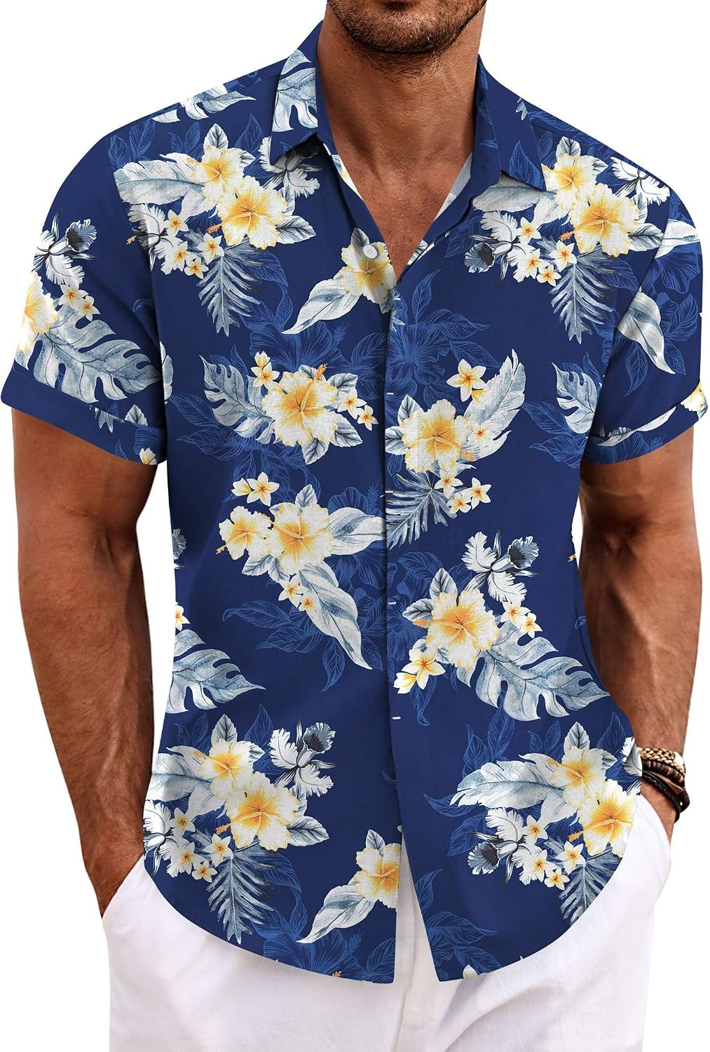 COOFANDY Men's Linen Wedding Shirts - Short Sleeve. Button Up. Casual. Relaxed-Fit Dark Grey