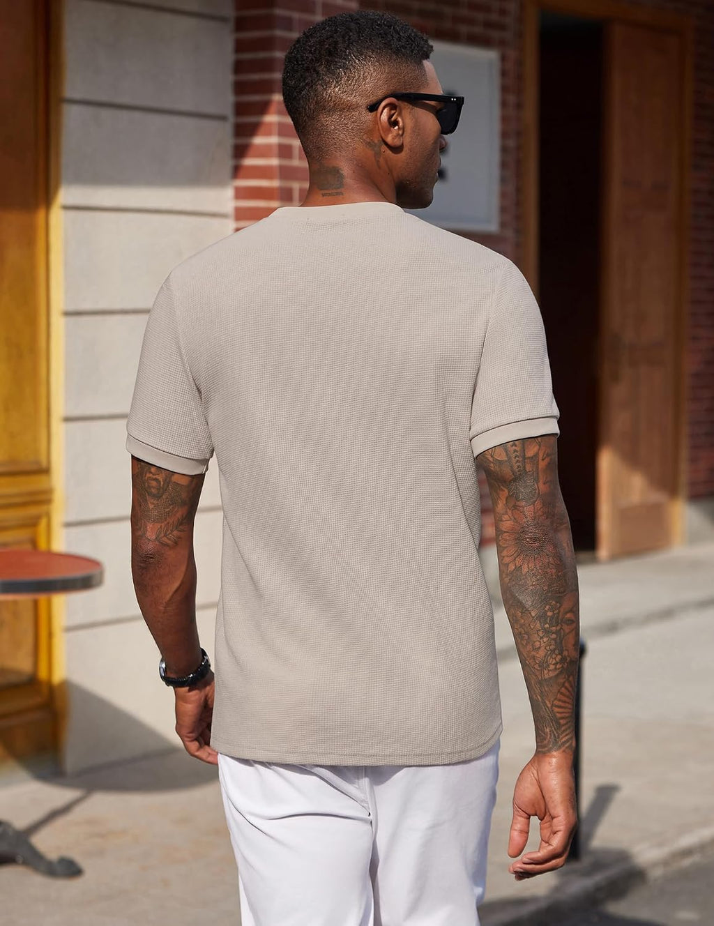 COOFANDY Mens Crewneck T-Shirts Short Sleeve Waffle Casual T Shirts Summer Plain Pullover Tees
