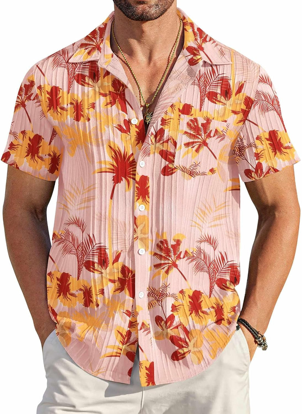 COOFANDY Men's Summer Linen Shirts Short Sleeve Button Down Shirts for Men Fashion Beach Casual Shirt A-White