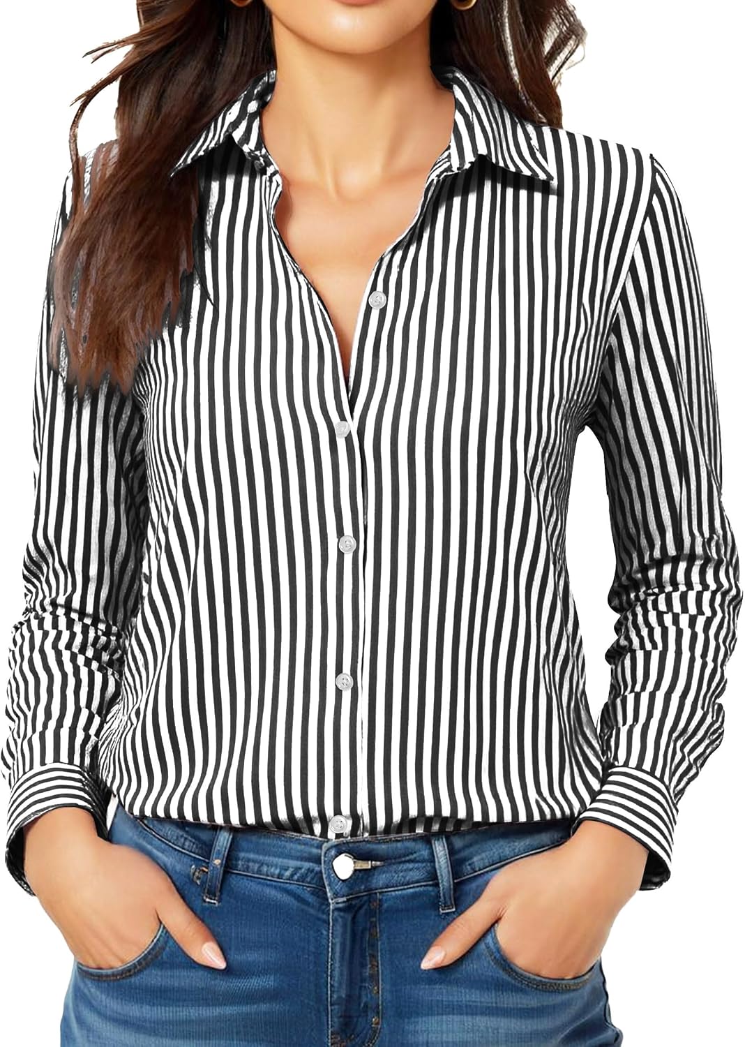 COUXILY Beige Dress Shirts Women Womens Blouse Button Down Up Silk Shirt Long Sleeve Blouses Collared Slim Wrinkle Free Fit Formal Tops for Casual Work Business Tunic Work Top Cream Size XL