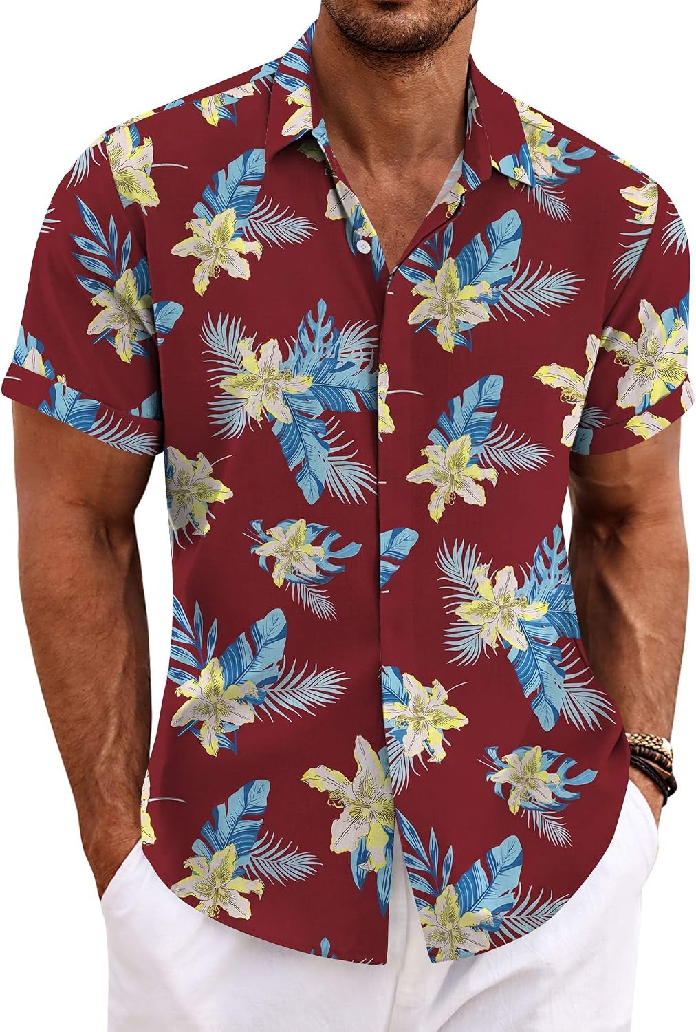 COOFANDY Men's Linen Wedding Shirts - Short Sleeve. Button Up. Casual. Relaxed-Fit Dark Grey