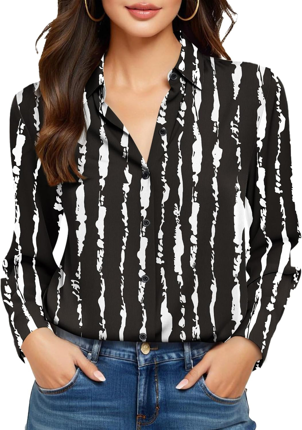 COUXILY Beige Dress Shirts Women Womens Blouse Button Down Up Silk Shirt Long Sleeve Blouses Collared Slim Wrinkle Free Fit Formal Tops for Casual Work Business Tunic Work Top Cream Size XL