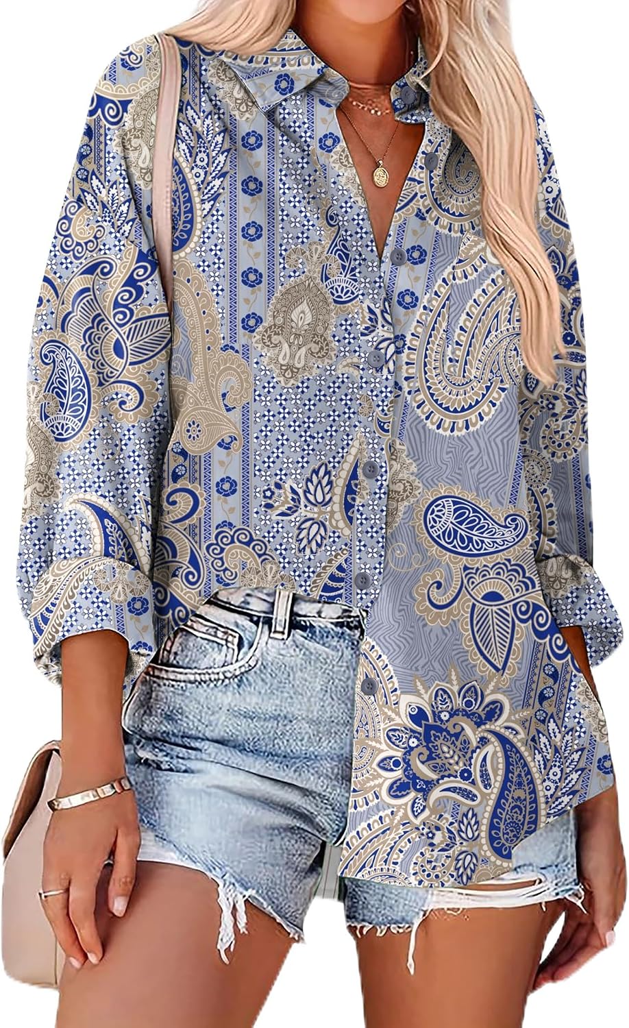 Zeagoo Long Sleeve Button Down Shirt for Women White Boyfriend Turn-Down Collar Tops Casual Business Office Blouses L