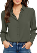 COUXILY Beige Dress Shirts Women Womens Blouse Button Down Up Silk Shirt Long Sleeve Blouses Collared Slim Wrinkle Free Fit Formal Tops for Casual Work Business Tunic Work Top Cream Size XL
