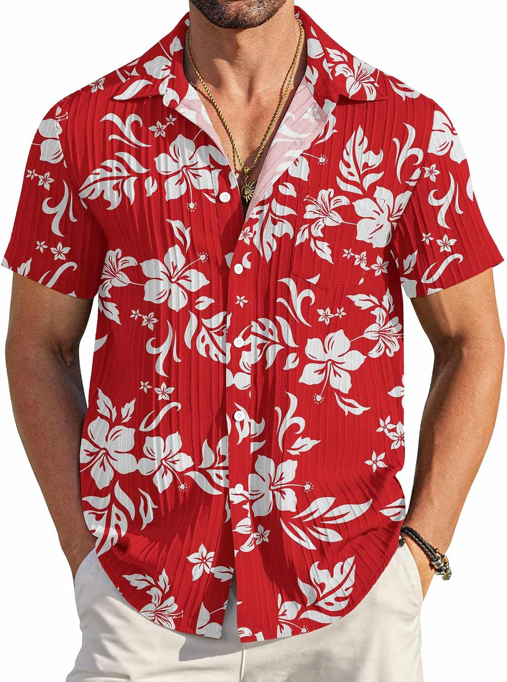 COOFANDY Men's Summer Linen Shirts Short Sleeve Button Down Shirts for Men Fashion Beach Casual Shirt A-White