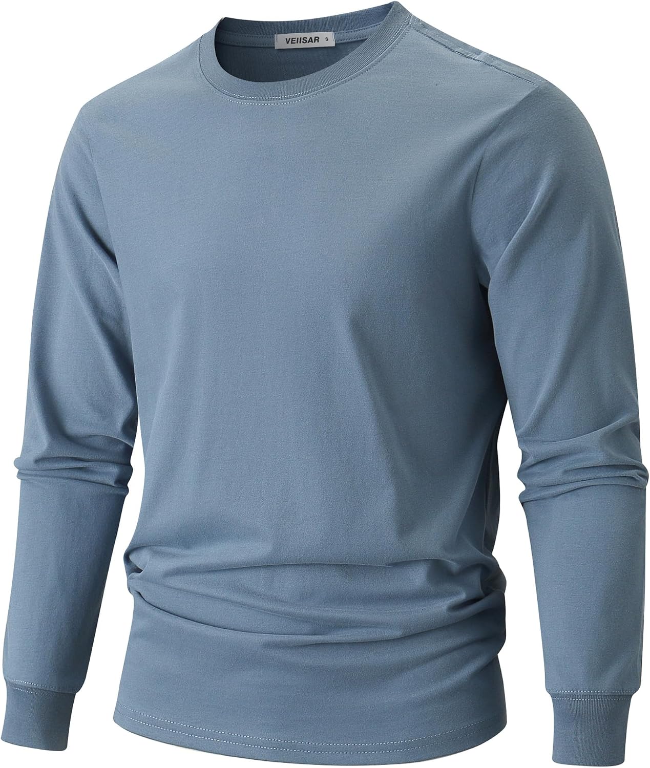 VEIISAR Men's Heavy Weight Crew Neck T-Shirt Mens Premium Cotton Tee Khaki XL