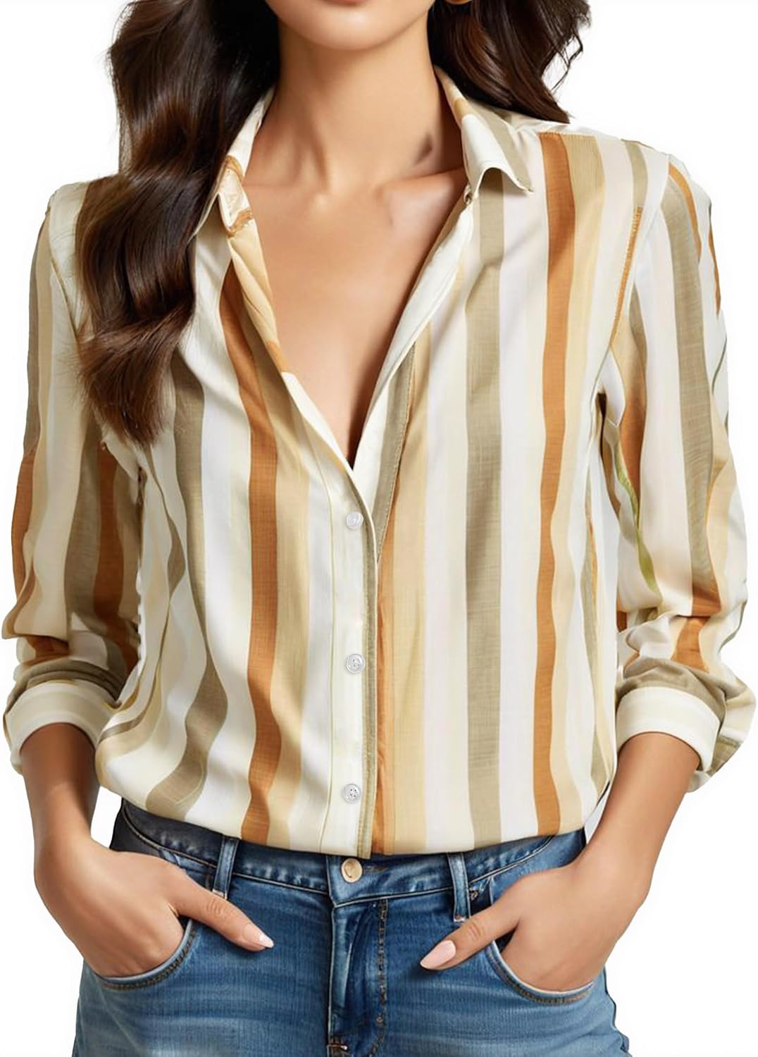 COUXILY Beige Dress Shirts Women Womens Blouse Button Down Up Silk Shirt Long Sleeve Blouses Collared Slim Wrinkle Free Fit Formal Tops for Casual Work Business Tunic Work Top Cream Size XL