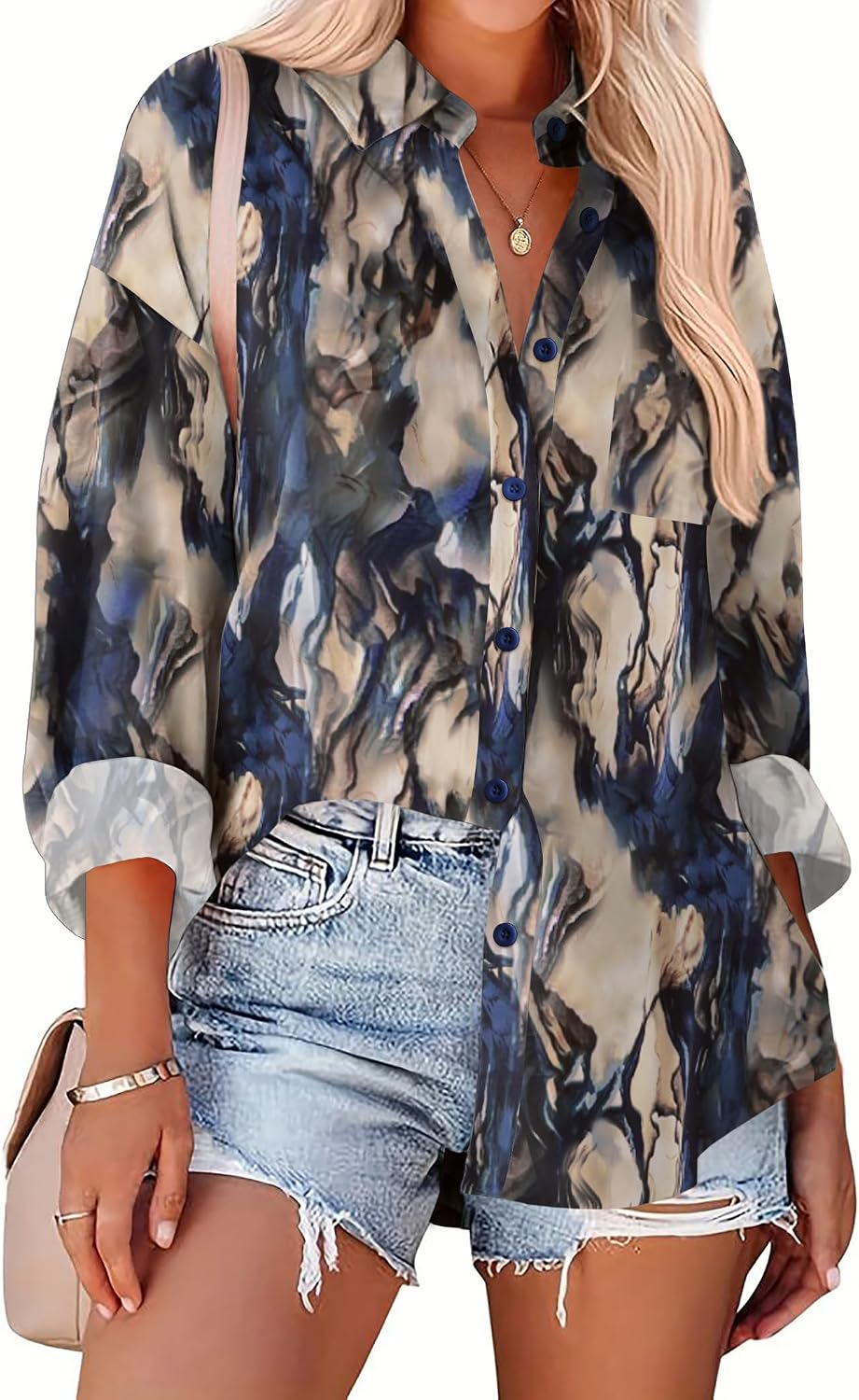 Zeagoo Long Sleeve Button Down Shirt for Women White Boyfriend Turn-Down Collar Tops Casual Business Office Blouses L