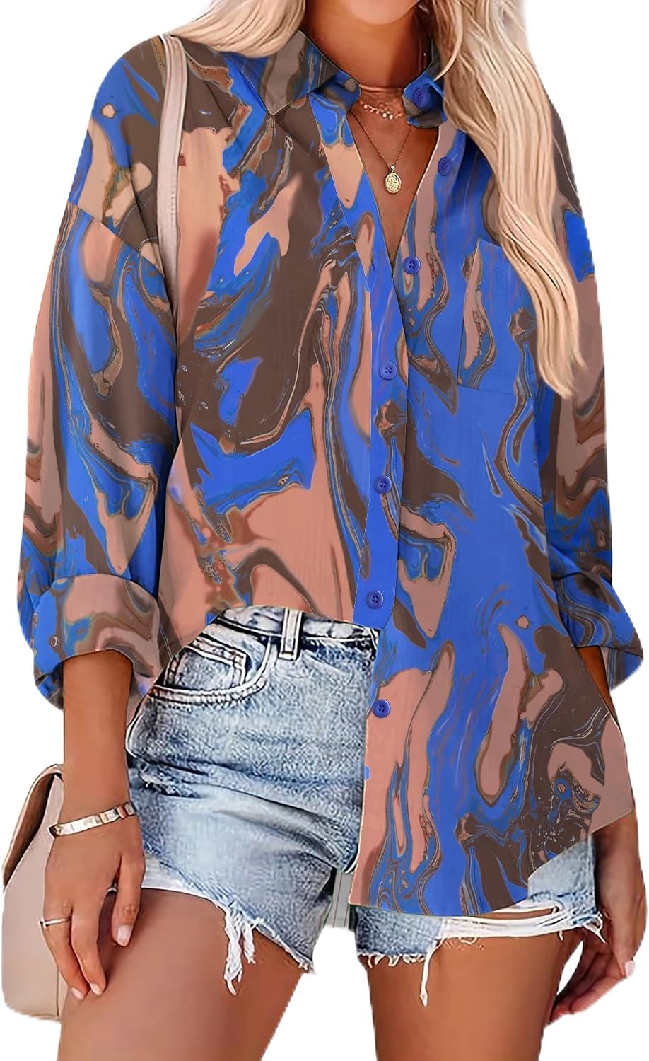 Zeagoo Long Sleeve Button Down Shirt for Women White Boyfriend Turn-Down Collar Tops Casual Business Office Blouses L