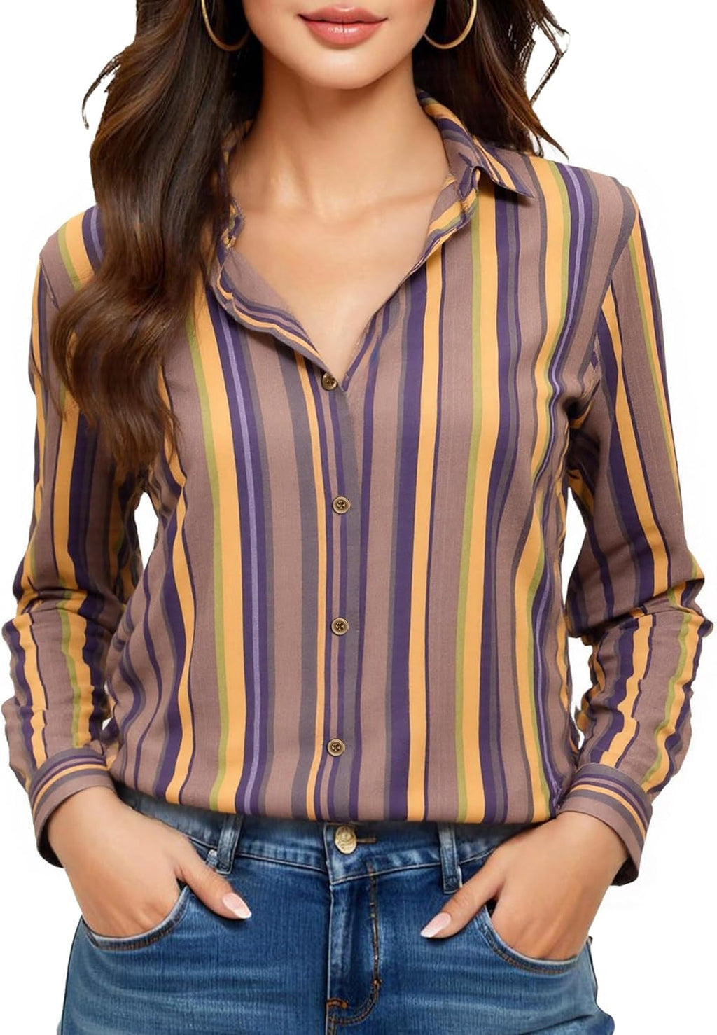 COUXILY Beige Dress Shirts Women Womens Blouse Button Down Up Silk Shirt Long Sleeve Blouses Collared Slim Wrinkle Free Fit Formal Tops for Casual Work Business Tunic Work Top Cream Size XL