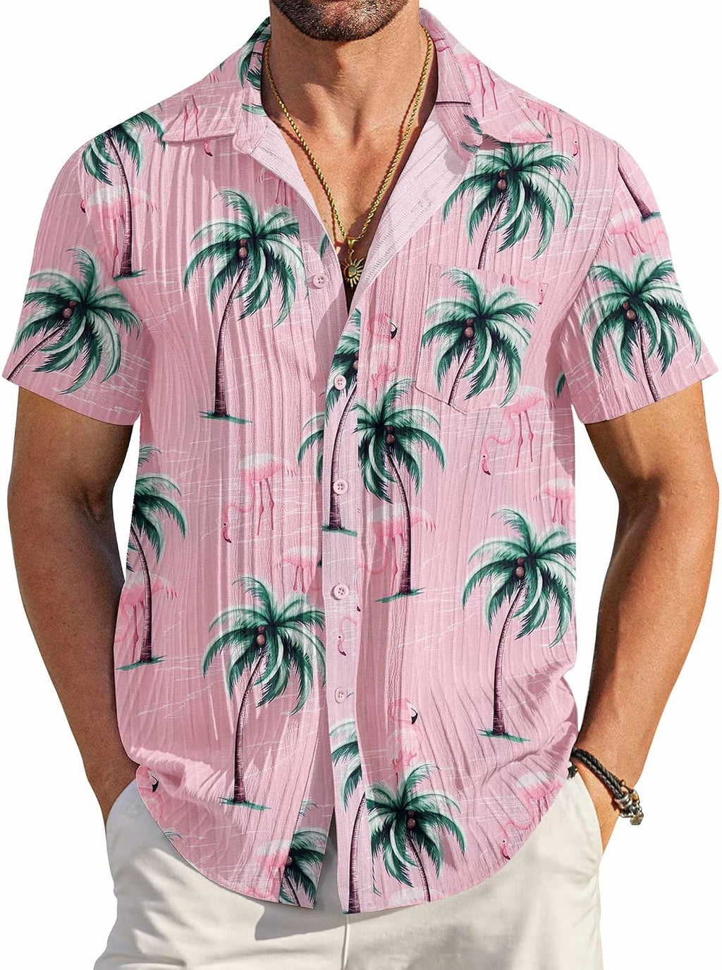 COOFANDY Men's Summer Linen Shirts Short Sleeve Button Down Shirts for Men Fashion Beach Casual Shirt A-White