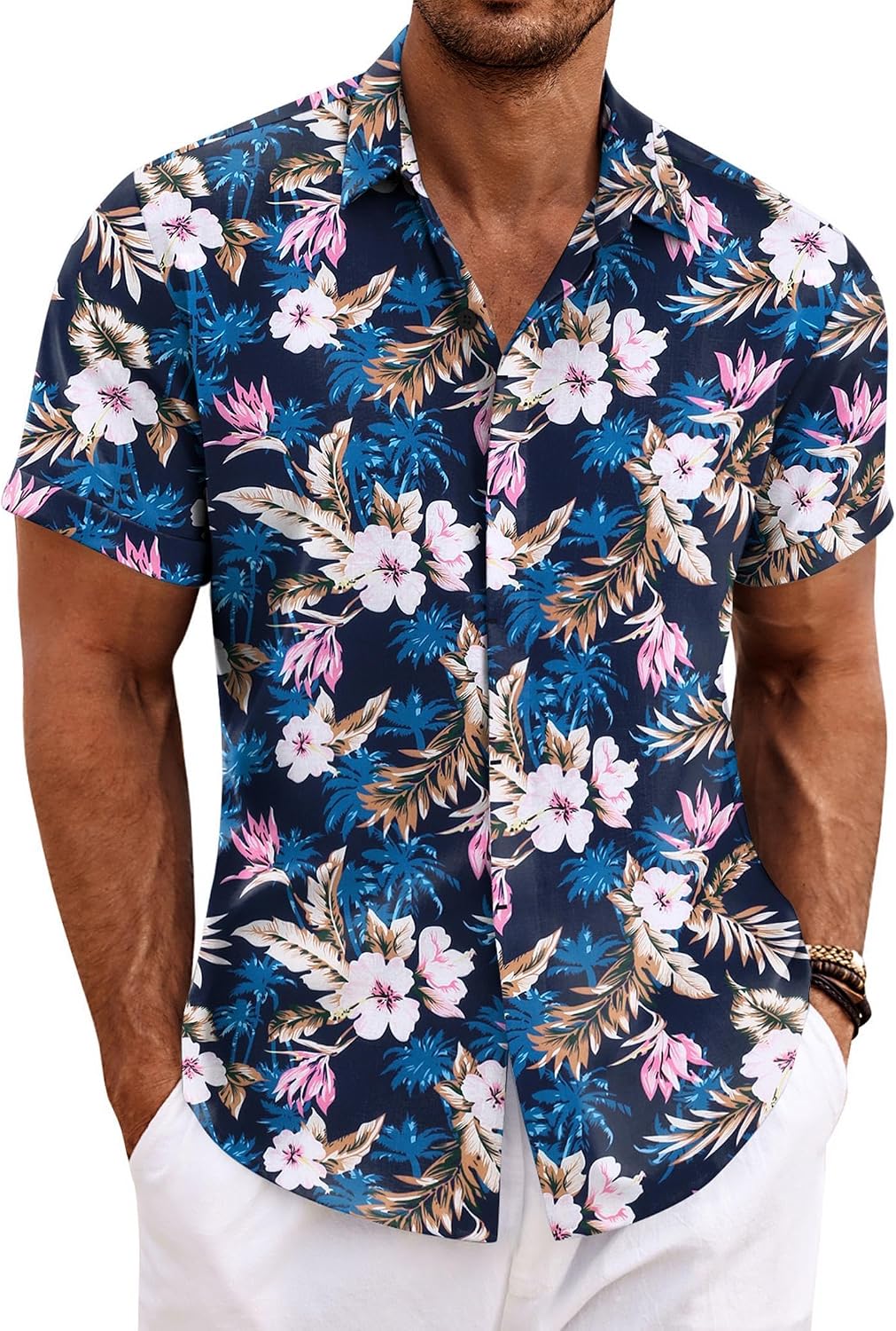 COOFANDY Men's Linen Wedding Shirts - Short Sleeve. Button Up. Casual. Relaxed-Fit Dark Grey