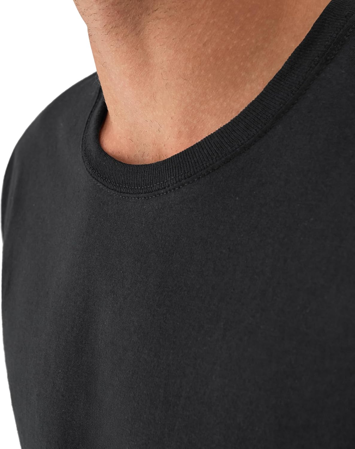 Hanes Mens Cotton. Moisture-wicking Crew Tee Undershirts. Multi-packs. Black/Grey/Blue Assorted - 6 Pack. Medium US
