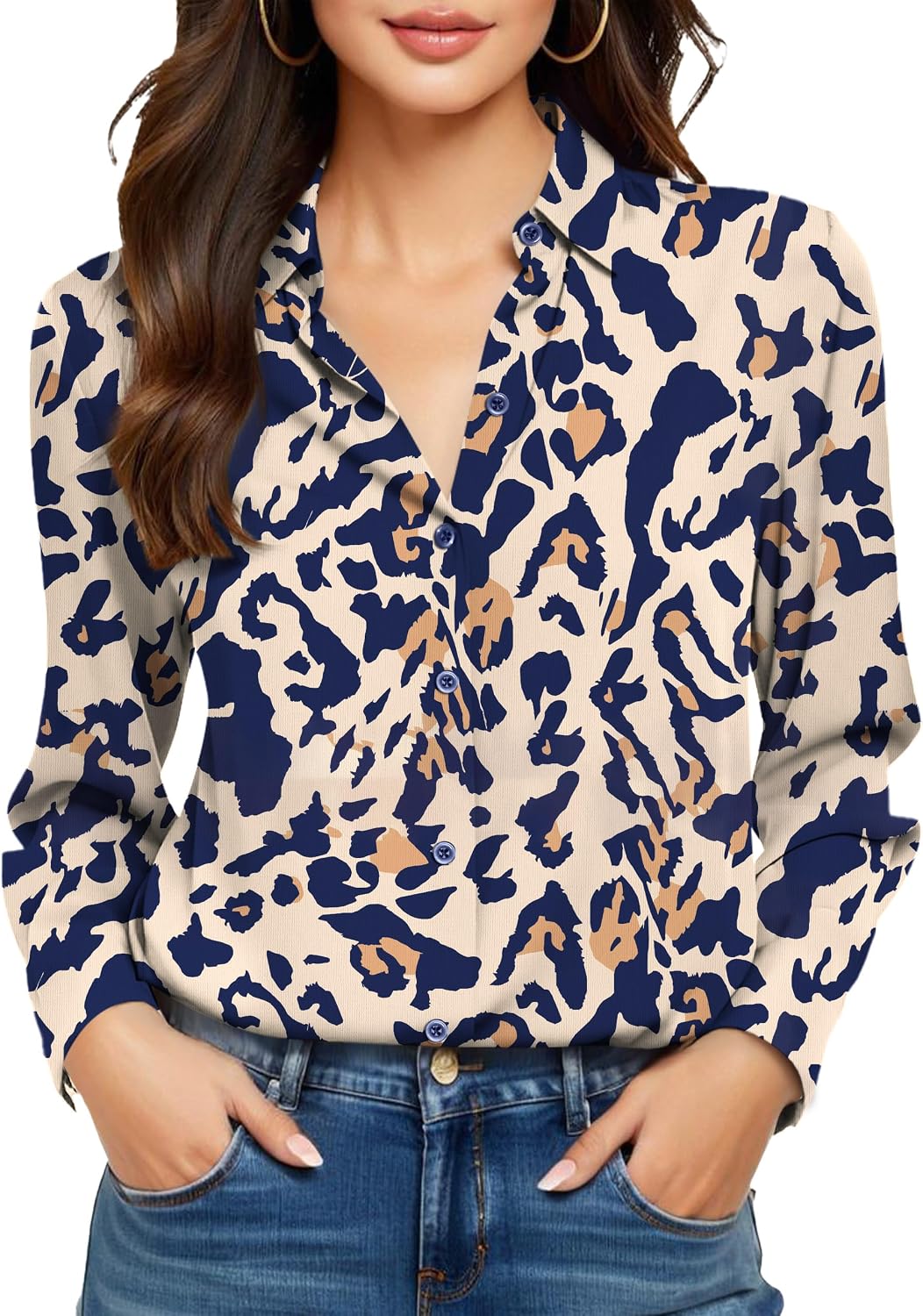 COUXILY Beige Dress Shirts Women Womens Blouse Button Down Up Silk Shirt Long Sleeve Blouses Collared Slim Wrinkle Free Fit Formal Tops for Casual Work Business Tunic Work Top Cream Size XL