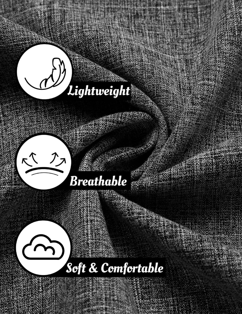 COOFANDY Men's Linen Wedding Shirts - Short Sleeve. Button Up. Casual. Relaxed-Fit Dark Grey