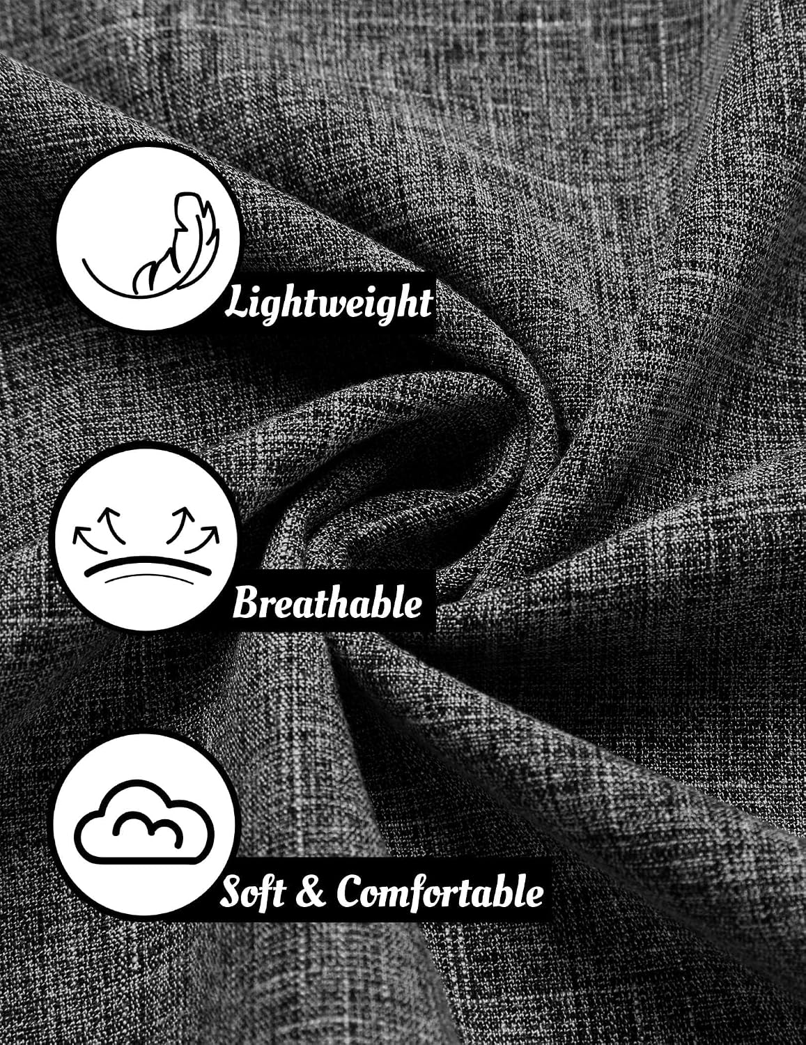 COOFANDY Men's Linen Wedding Shirts - Short Sleeve. Button Up. Casual. Relaxed-Fit Dark Grey