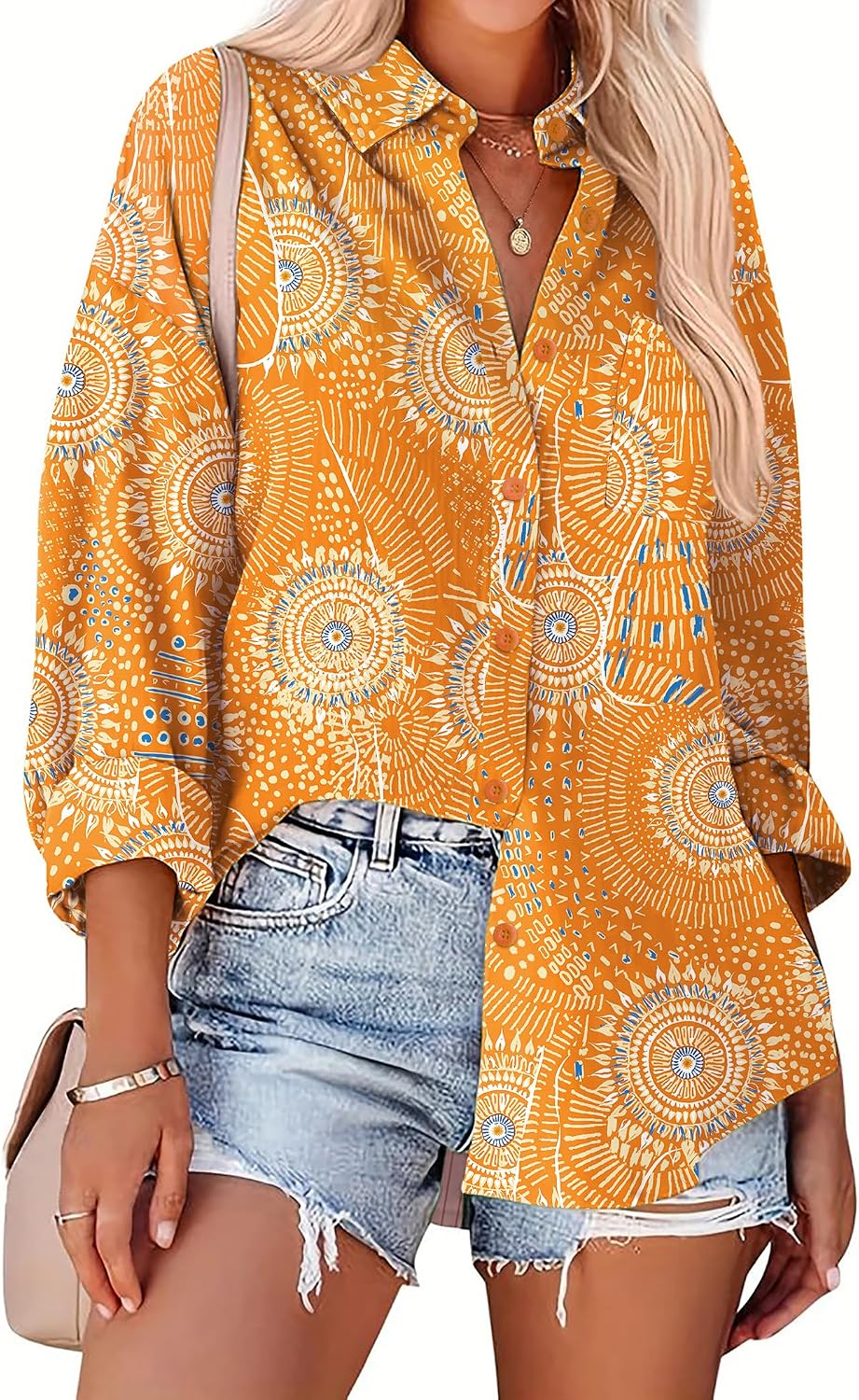 Zeagoo Long Sleeve Button Down Shirt for Women White Boyfriend Turn-Down Collar Tops Casual Business Office Blouses L